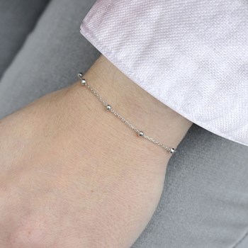 Bracelet Argent 925 Rhodié et Billes Simple