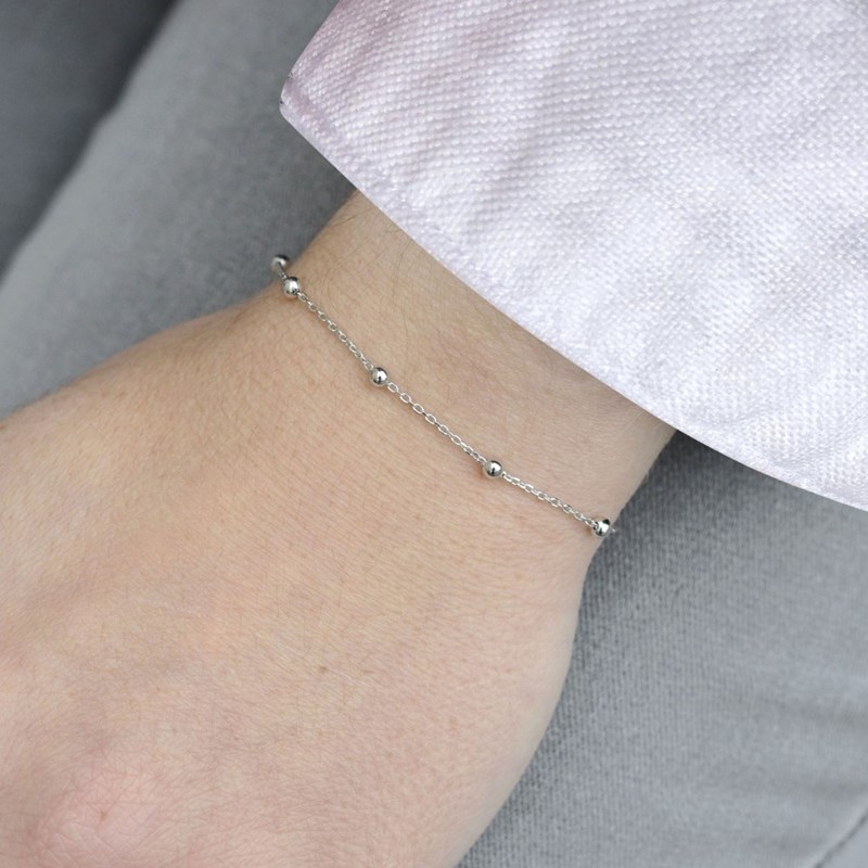 Bracelet Argent 925 Rhodié et Billes Simple - vue 2