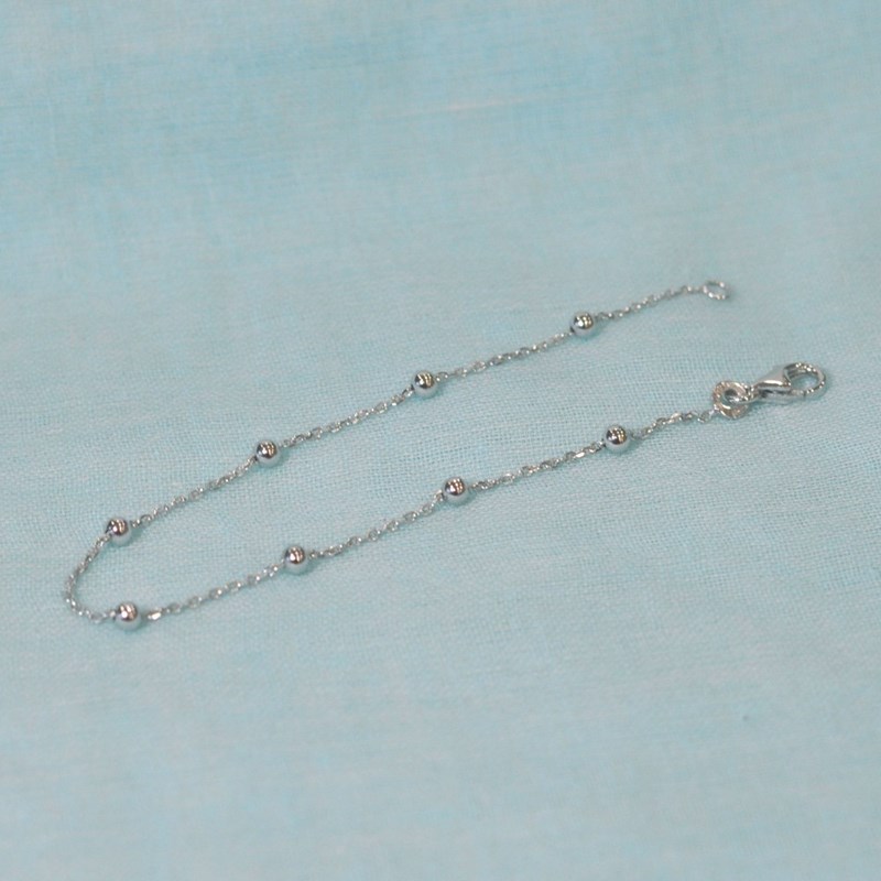 Bracelet Argent 925 Rhodié et Billes Simple - vue 3
