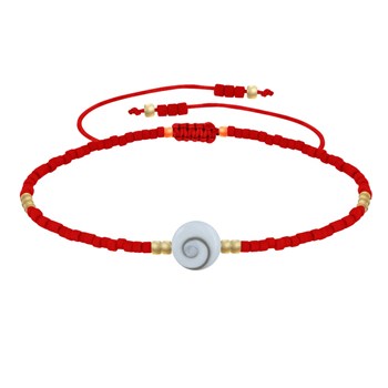 Bracelet Lien Oeil de Sainte Lucie et Petites Perles Mates - Rouge