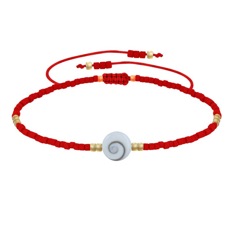 Bracelet Lien Oeil de Sainte Lucie et Petites Perles Mates - Rouge