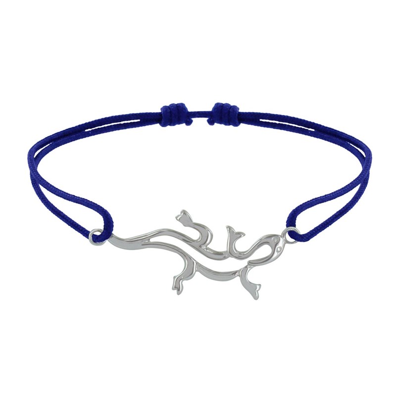 Bracelet Lien Argent 925 Salamandre - Bleu Navy
