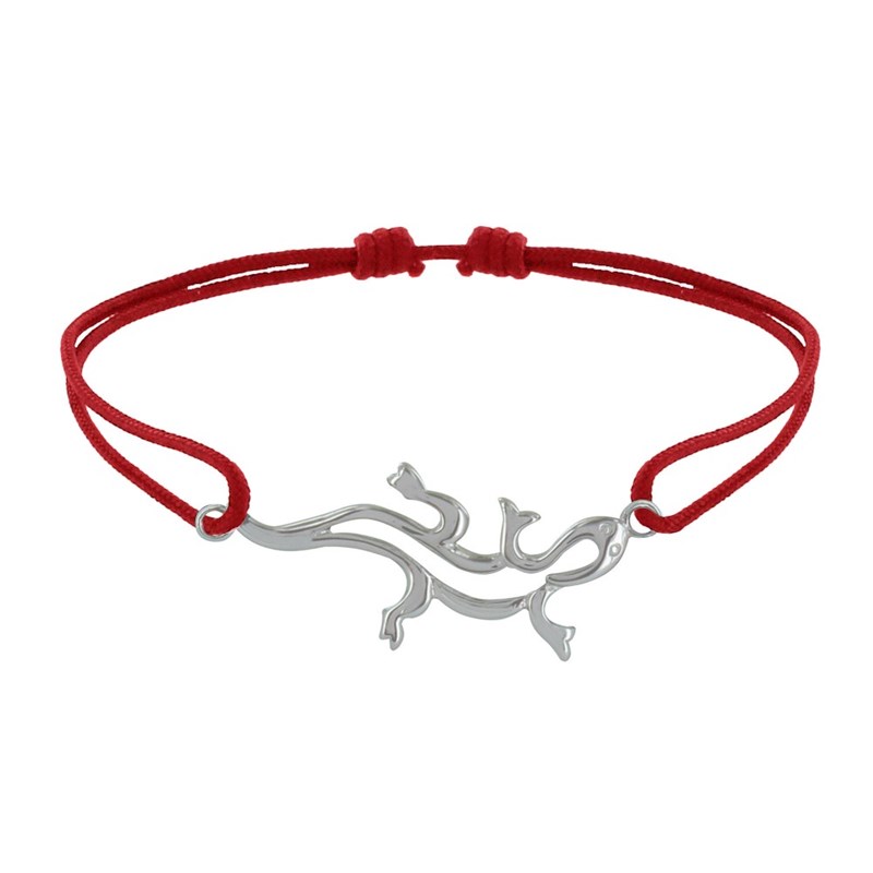 Bracelet Lien Argent 925 Salamandre - Rouge