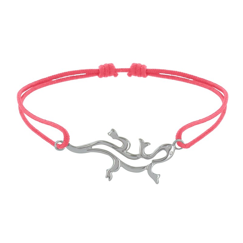 Bracelet Lien Argent 925 Salamandre - Rouge Fluo