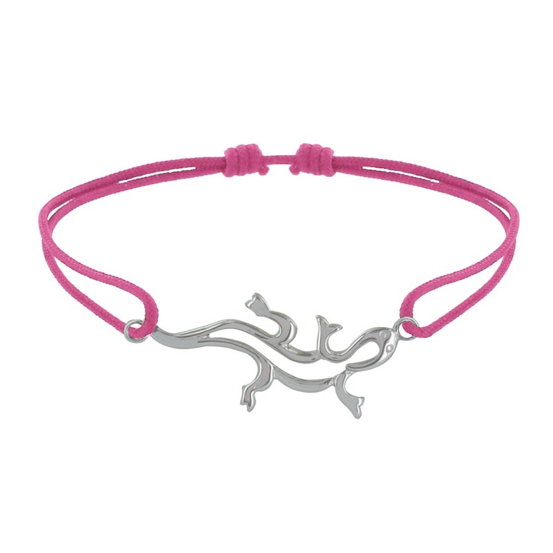 Bracelet Lien Argent 925 Salamandre - Fuchsia