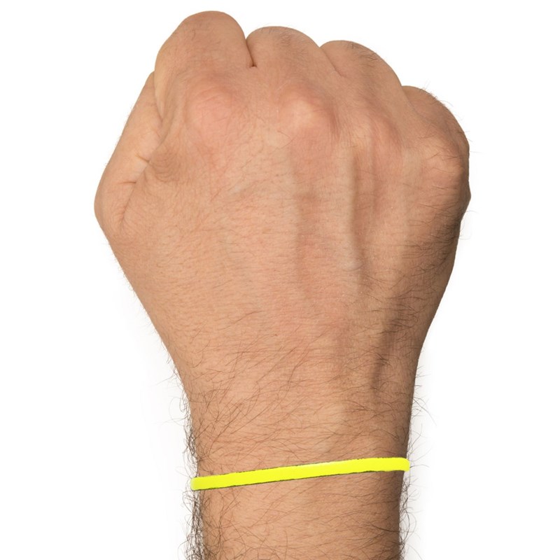 Bracelet Homme Cuir Simple Fermoir Acier Inoxydable - 19cm - Jaune Fluo - vue 2
