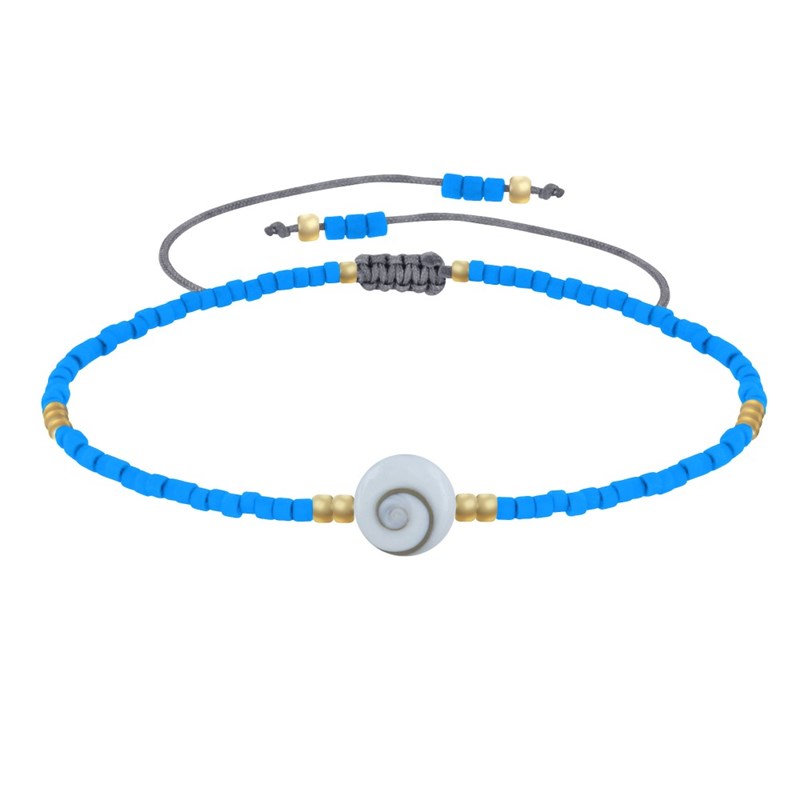 Bracelet Lien Oeil de Sainte Lucie et Petites Perles Mates - Azur