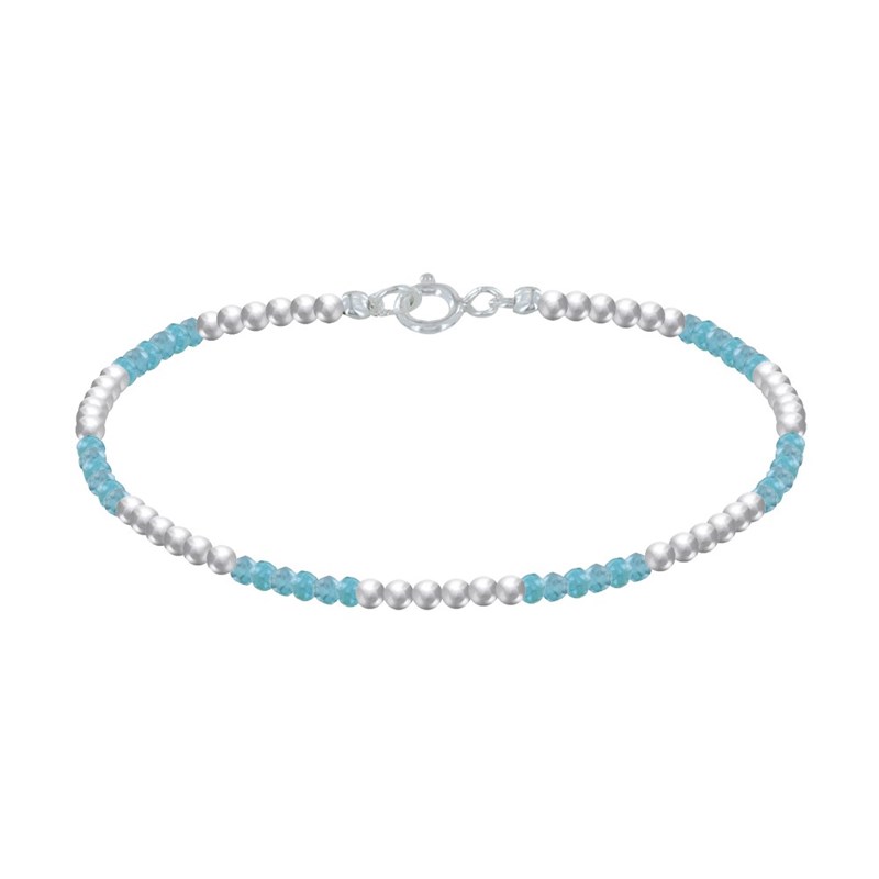 Bracelet Argent 925 Perles et Apatite Facetté M1