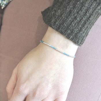 Bracelet Argent 925 Perles et Apatite Facetté M1