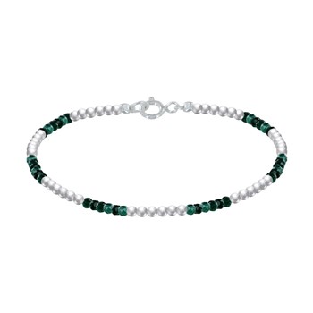 Bracelet Argent 925 Perles et Malachite Facetté M1