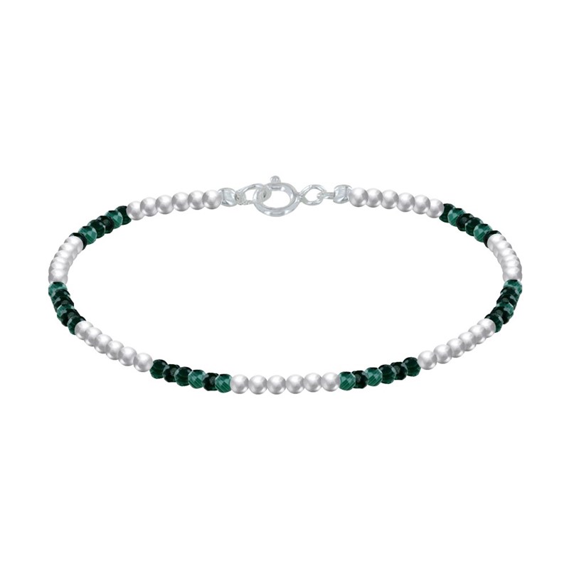 Bracelet Argent 925 Perles et Malachite Facetté M1