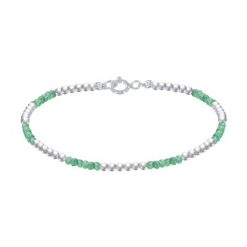 Bracelet Argent 925 Perles et Onyx Vert Facetté M1
