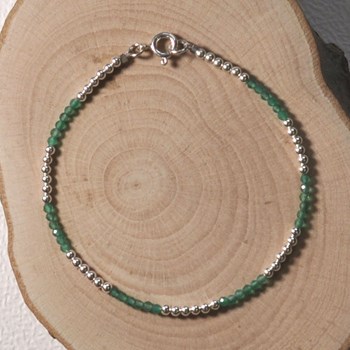 Bracelet Argent 925 Perles et Onyx Vert Facetté M1