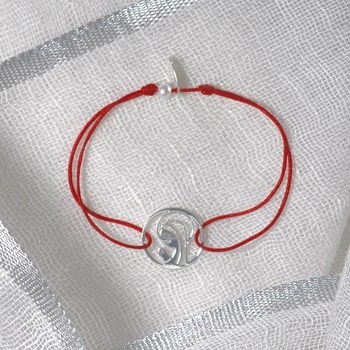 Bracelet Lien Argent 925 Médaille Ronde Ajourée Vierge en Prière - Turquoise
