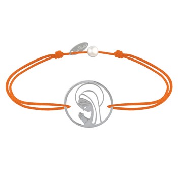 Bracelet Lien Argent 925 Médaille Ronde Ajourée Vierge en Prière - Orange