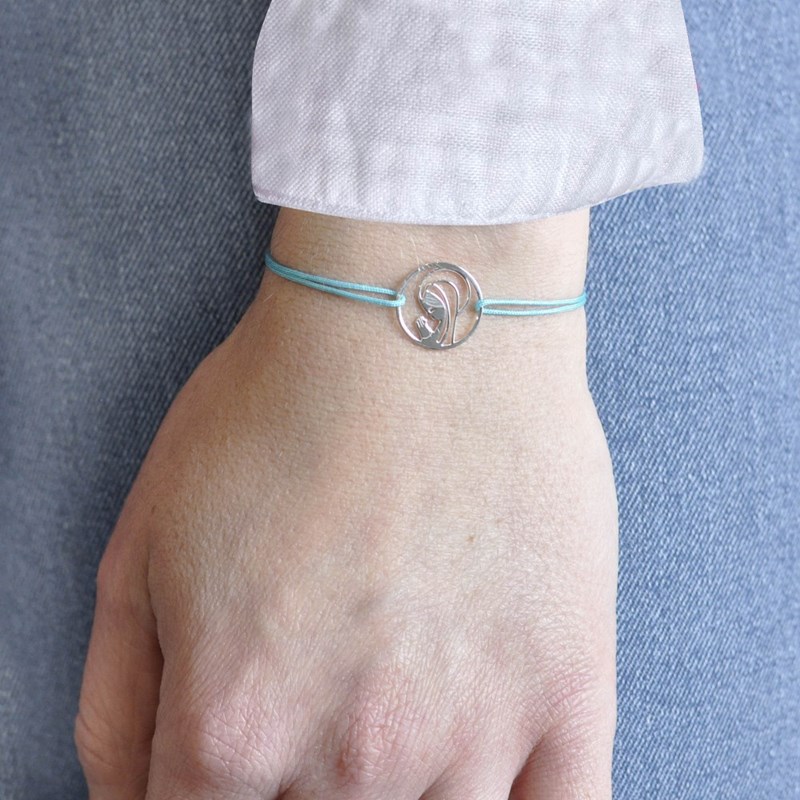 Bracelet Lien Argent 925 Médaille Ronde Ajourée Vierge en Prière - Orange - vue 3
