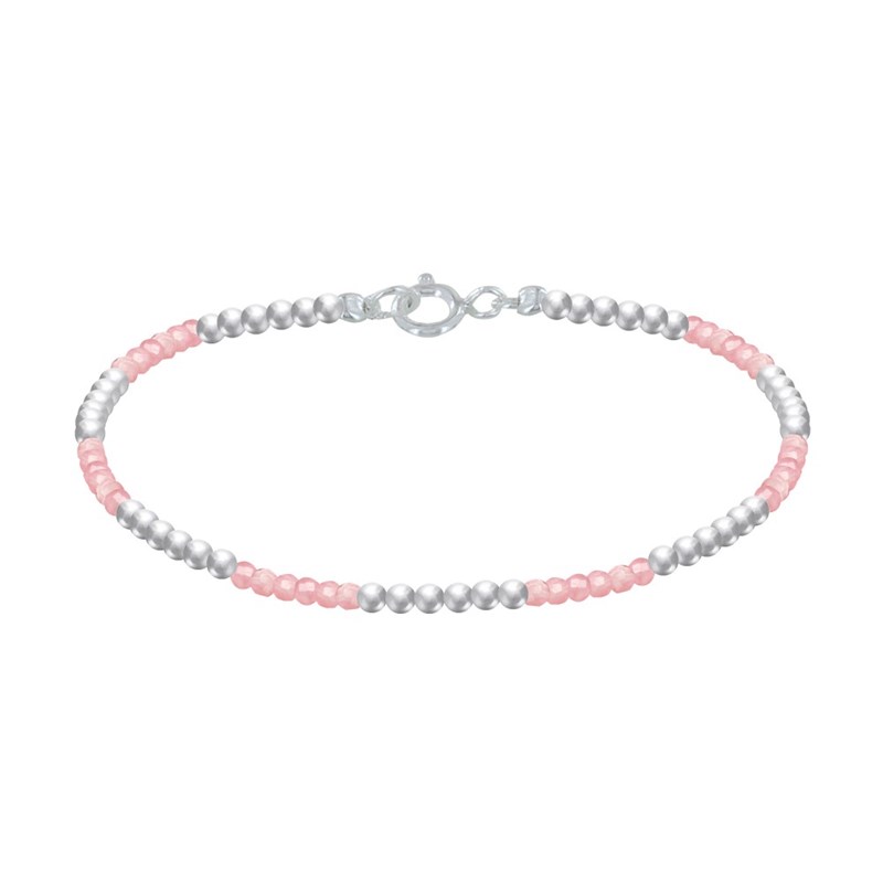 Bracelet Argent 925 Perles et Rhodochrosite Facetté M1