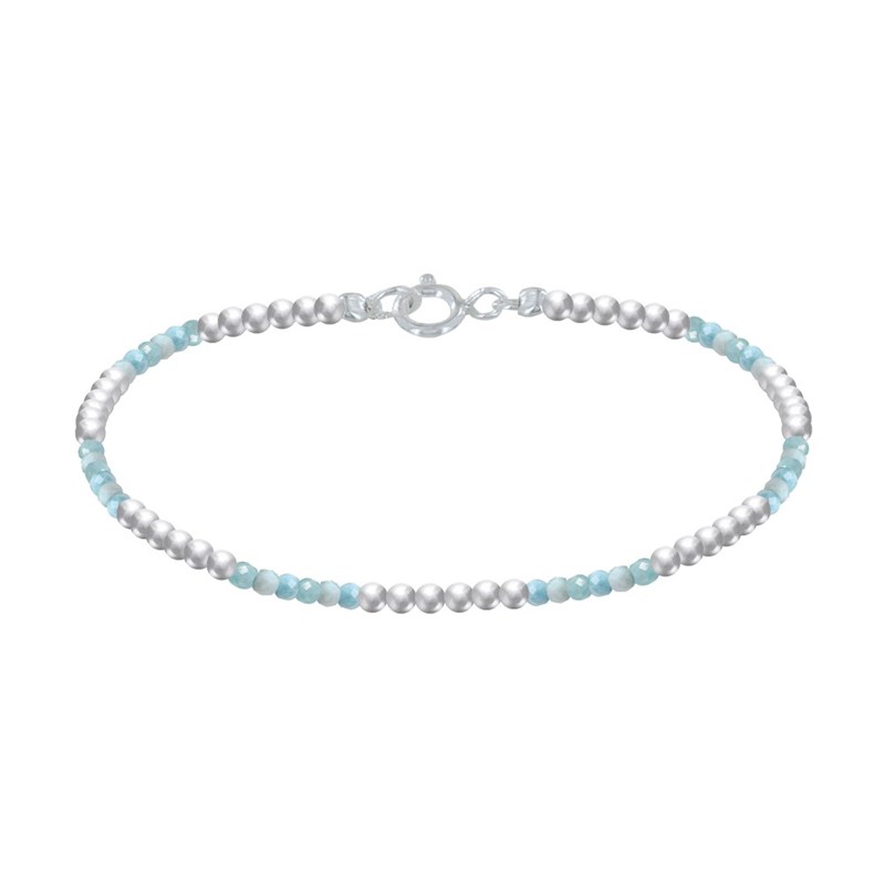 Bracelet Argent 925 Perles et Larimar Facetté M1