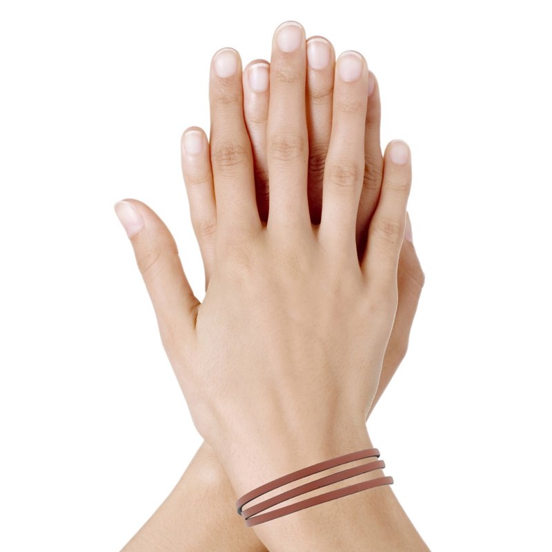 Bracelet Femme Cuir Plat Fermoir Acier Inoxydable - Classics - Rose Foncé - vue 2
