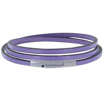 Women's Flat Leather Strap Stainless Steel Clasp - Classics - Light Purple