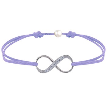 Bracelet Lien Argent 925 Infini et Strass - Violet