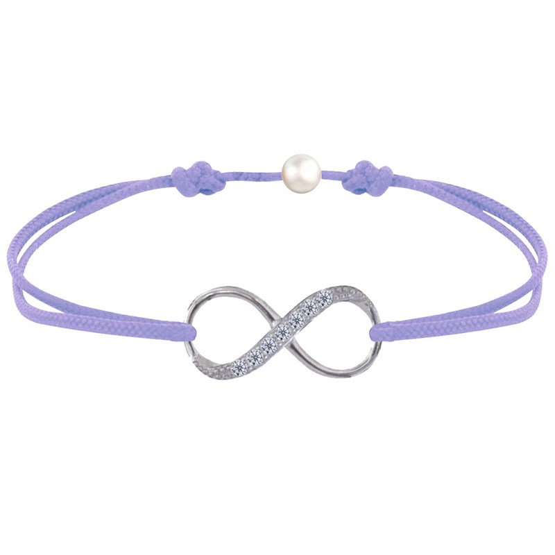 Bracelet Lien Argent 925 Infini et Strass - Violet