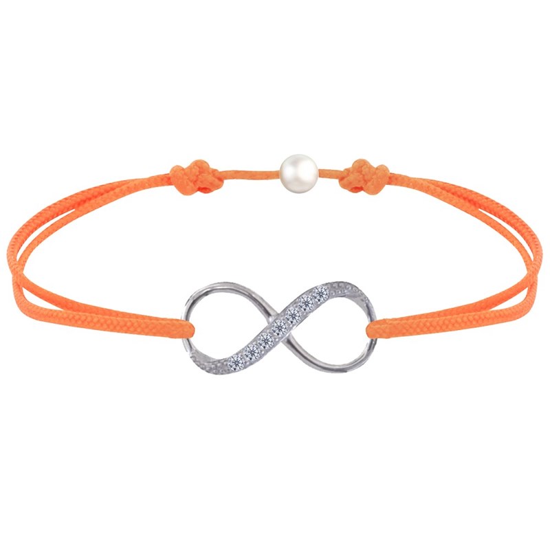 Bracelet Lien Argent 925 Infini et Strass - Orange