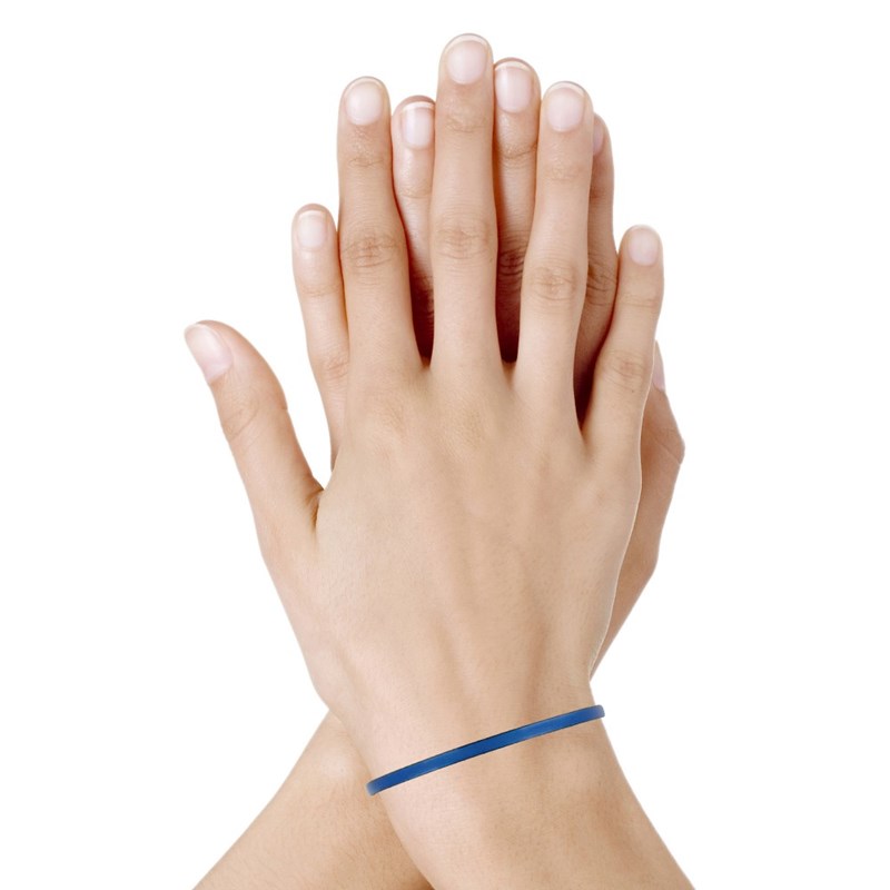 Bracelet Femme Cuir Simple Plat Fermoir Acier Inoxydable - Bleu - vue 2