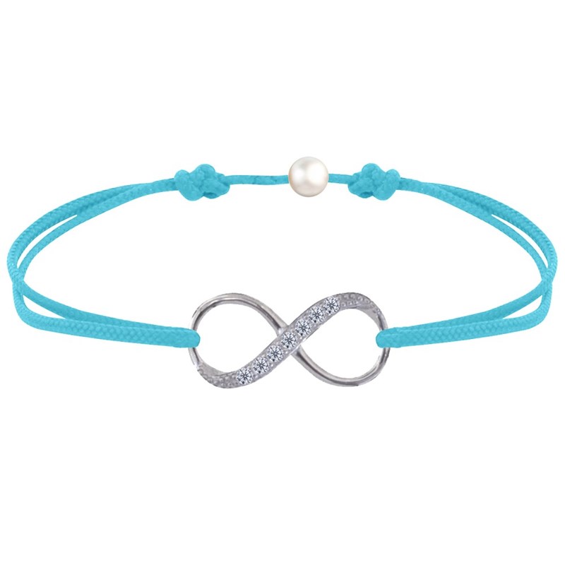 Bracelet Lien Argent 925 Infini et Strass - Turquoise
