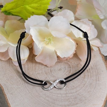 Bracelet Lien Argent 925 Infini et Strass - Turquoise