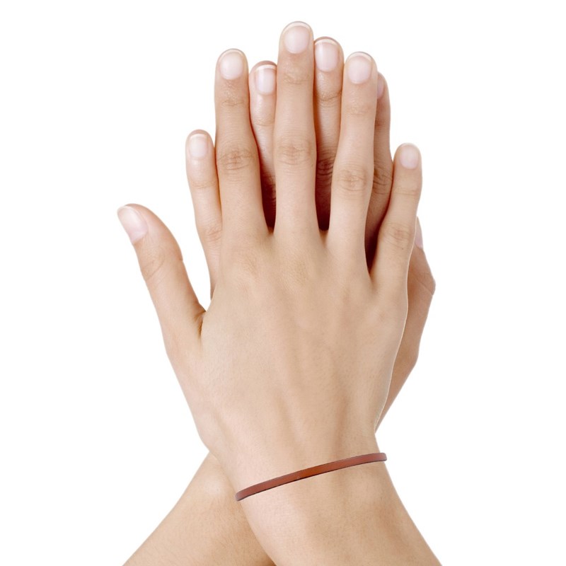 Bracelet Femme Cuir Simple Plat Fermoir Acier Inoxydable - Rose Foncé - vue 2
