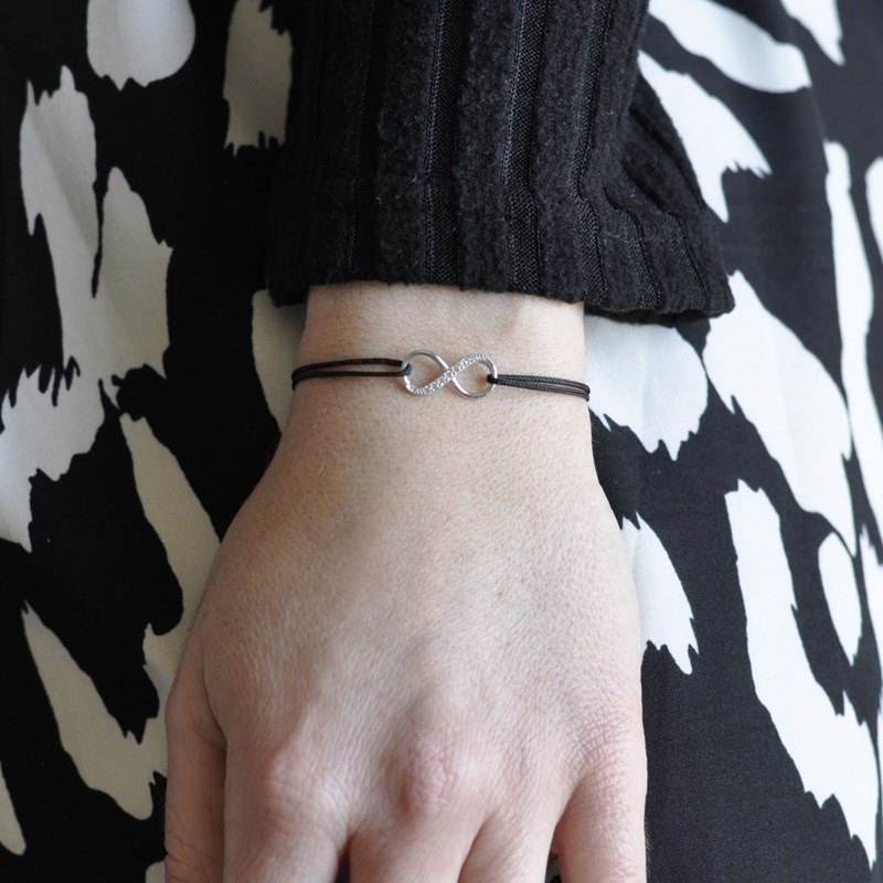 Bracelet Lien Argent 925 Infini et Strass - Bleu Navy - vue 3