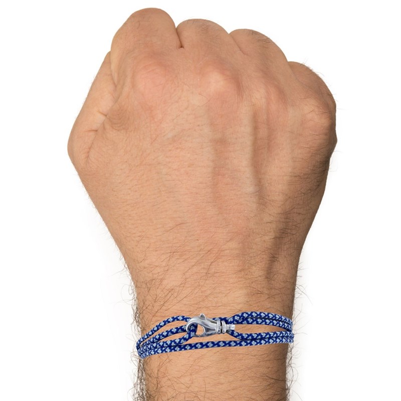 Bracelet Mixte Argent 925 Mousqueton Pivotant et Lien en Paracorde - Bleu - vue 3