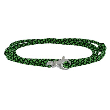 Bracelet Mixte Argent 925 Mousqueton Pivotant et Lien en Paracorde - Vert
