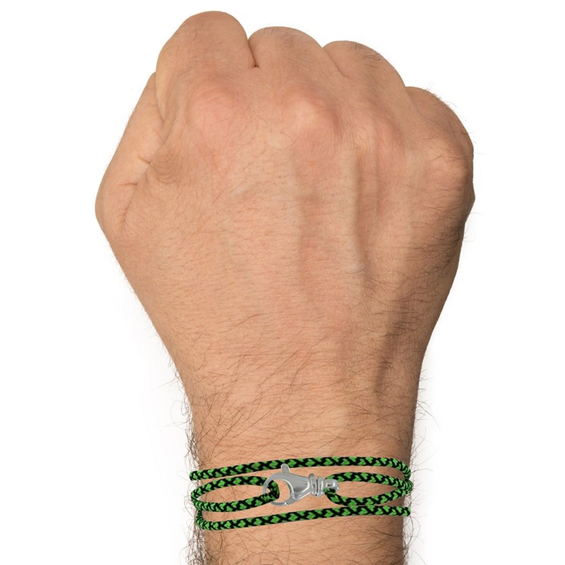 Bracelet Mixte Argent 925 Mousqueton Pivotant et Lien en Paracorde - Vert - vue 3