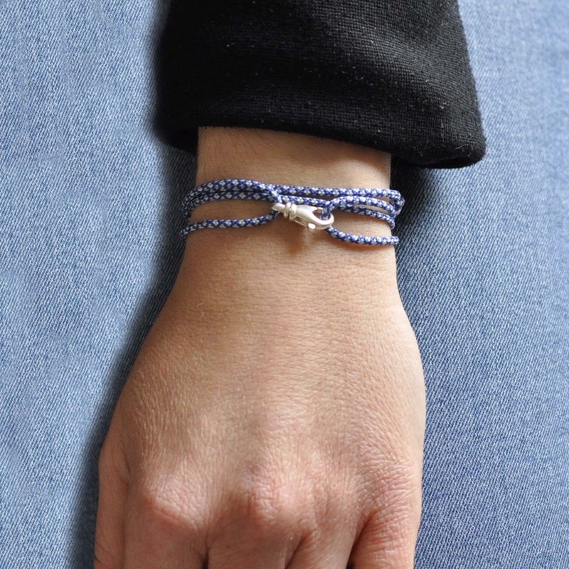 Bracelet Mixte Argent 925 Mousqueton Pivotant et Lien en Paracorde - Vert - vue 4