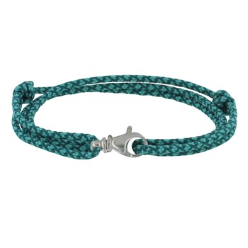 Bracelet Mixte Argent 925 Mousqueton Pivotant et Lien en Paracorde - Bleu Vert