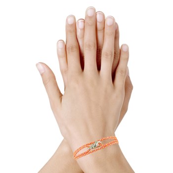 Bracelet Mixte Argent 925 Mousqueton Pivotant et Lien en Paracorde - Orange Fluo