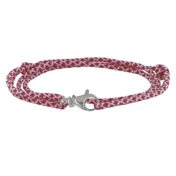 Bracelet Mixte Argent 925 Mousqueton Pivotant et Lien en Paracorde - Rose