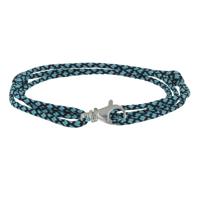 Bracelet Mixte Argent 925 Mousqueton Pivotant et Lien en Paracorde - Turquoise