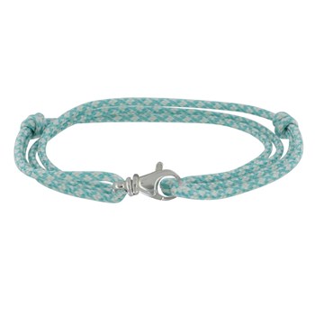 Bracelet Mixte Argent 925 Mousqueton Pivotant et Lien en Paracorde - Bleu ciel