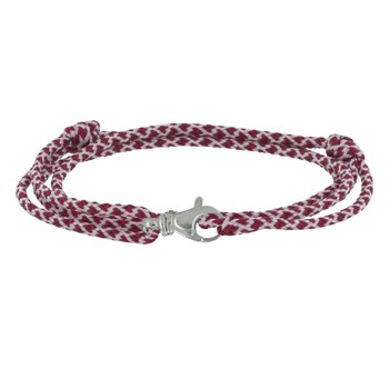 Bracelet Mixte Argent 925 Mousqueton Pivotant et Lien en Paracorde - Bordeaux
