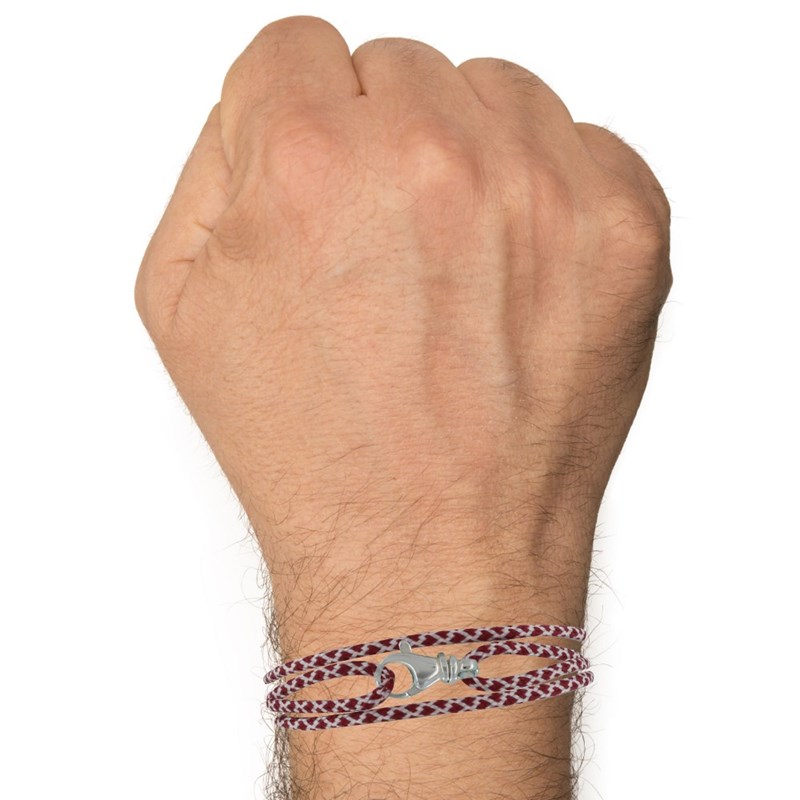 Bracelet Mixte Argent 925 Mousqueton Pivotant et Lien en Paracorde - Bordeaux - vue 3
