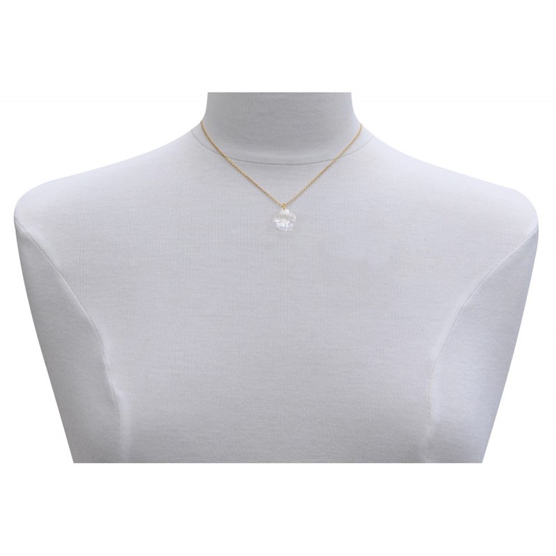 Collier Plaqué Or Fleur de Nacre Ivoire - taille 38 cm - vue 2