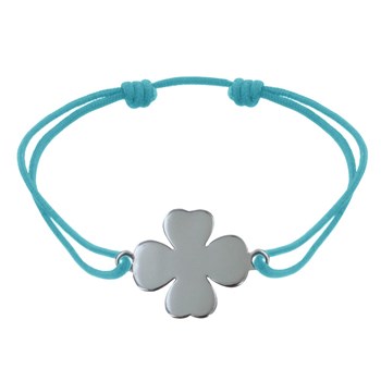 Bracelet Argent 925 Trèfle sur Lien - Turquoise