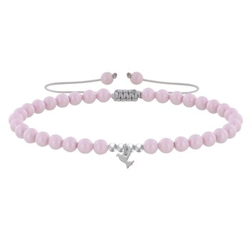 Bracelet Lien Colombe Argent 925 et Perles Rondes Nacrées - Rose