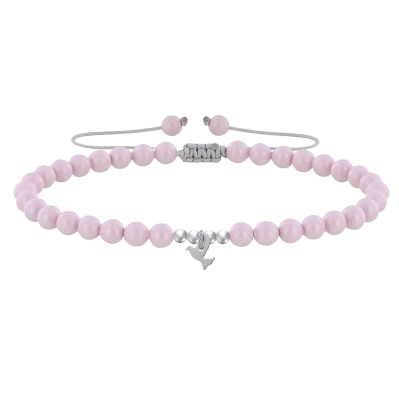 Bracelet Lien Colombe Argent 925 et Perles Rondes Nacrées - Rose