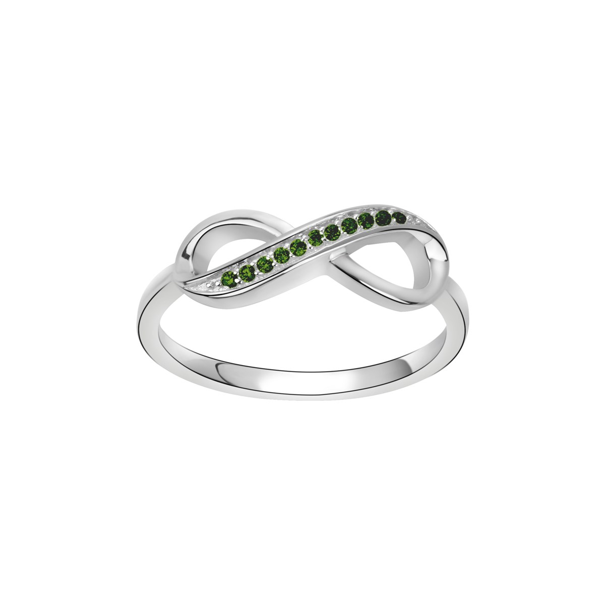 Bague en Argent avec oxyde de zirconium vert emeraude