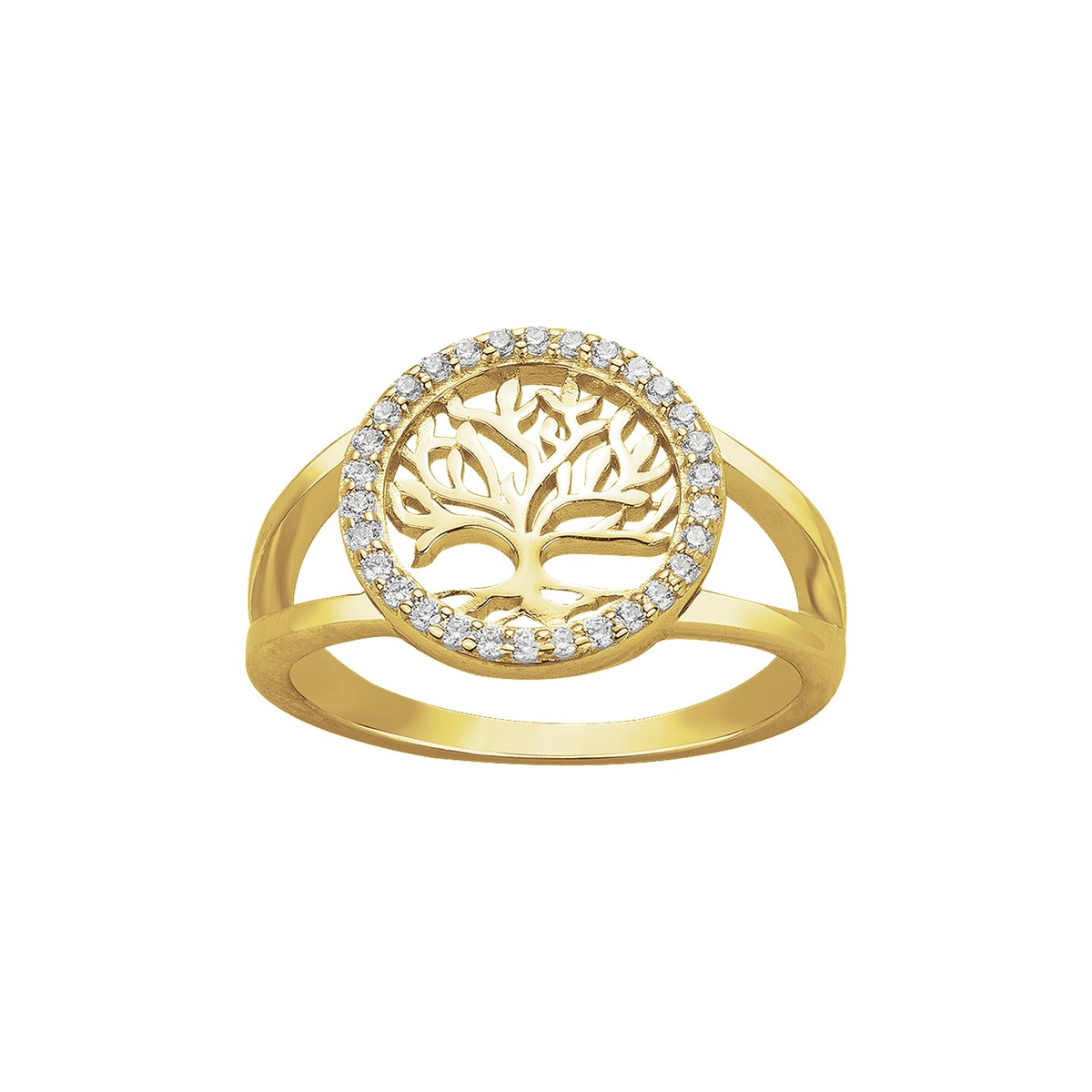 Bague en Plaqué Or avec oxyde de zirconium blanc
