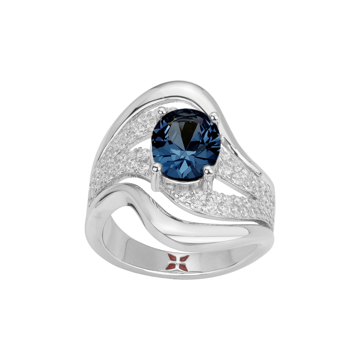 Bague Joséphine en Argent avec oxyde de zirconium bleu saphir